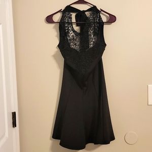 Black lace front cocktail dress by Forever 21